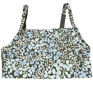 Aerie Offline Sports‎ Bra Medium Support Floral Print Green Blue Women's M
